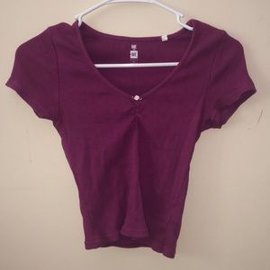Purple V-neck